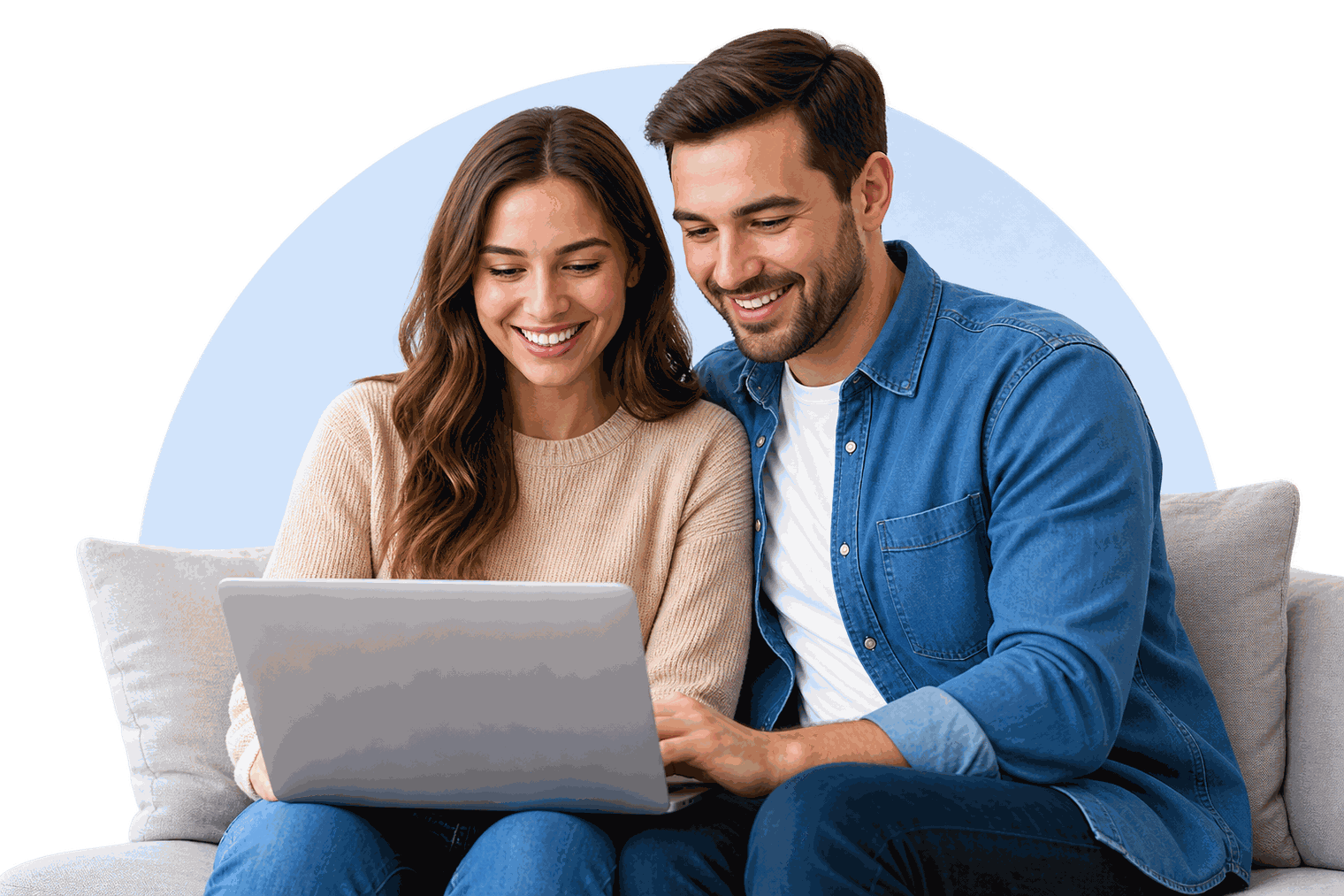 Couple reviewing claim information on a laptop