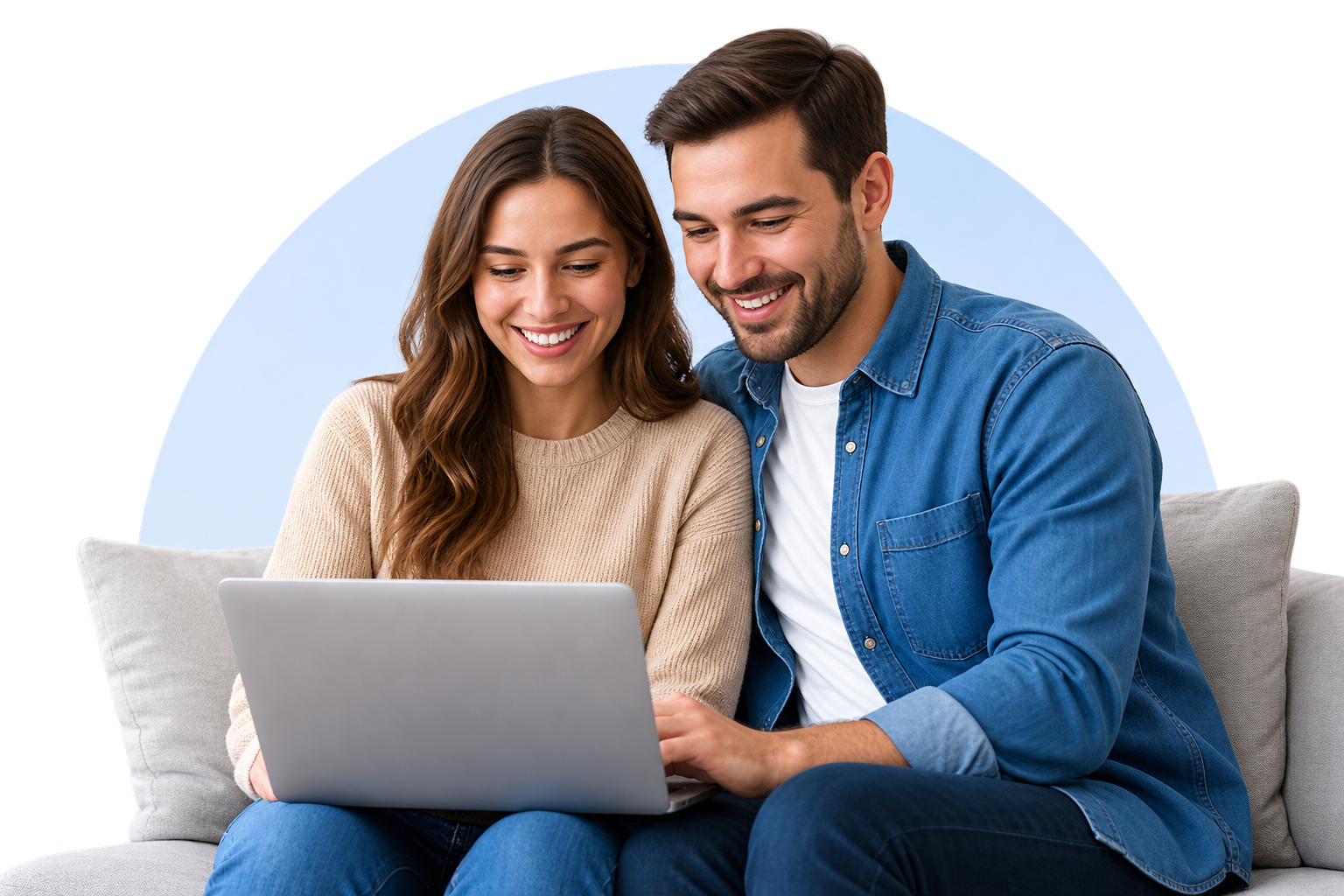 Couple reviewing claim information on a laptop